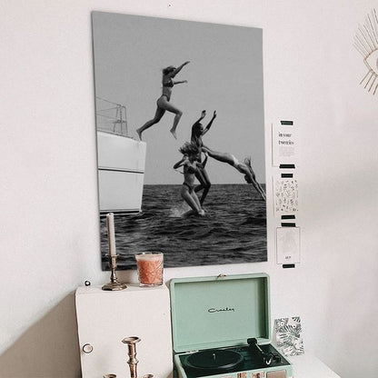Black and White Poster- Surfer Chick Wall Poster Size 24''x36''