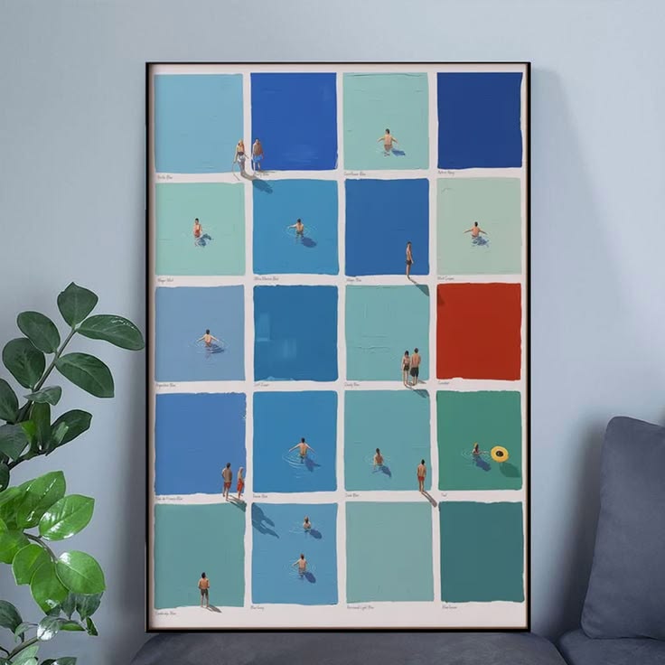 Surreal Summer Swimmers Art Poster Full Size 24''x36''