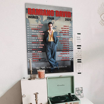 Damiano David World Tour 2025 Tour Dates Fan Gifts Home Decor Poster Size 24''x36''