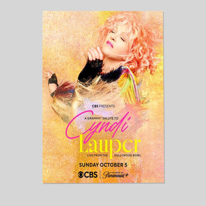 Music Poster Cyndi Lauper A G.RAM.MY Salute Live Hollywood Bowl Retro Style - Size 24''x36''