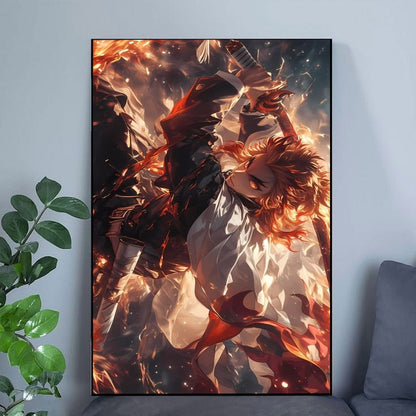 Kimetsu no Yaiba Rengoku Kyojuro Action Anime Wall Art Poster Size 24''x36''