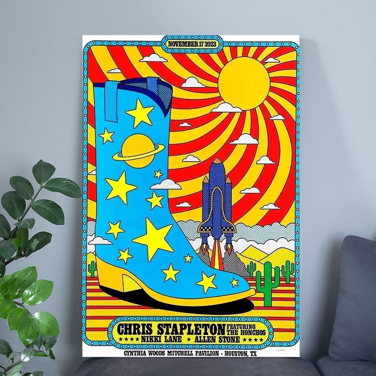 Music Poster CHRIS STAPLETON CONCERT POSTER Retro Style - Size 24''x36''