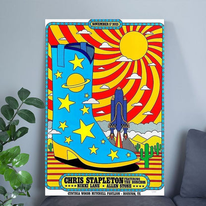 Music Poster CHRIS STAPLETON CONCERT POSTER Retro Style - Size 24''x36''
