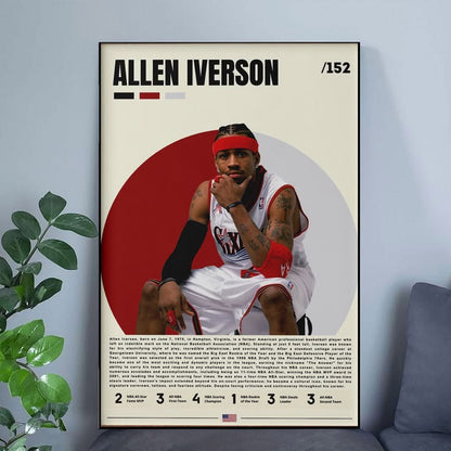 Allen Iverson Basketball Legend Player Basketball Wall Art Sports Posters Size 24''x36''