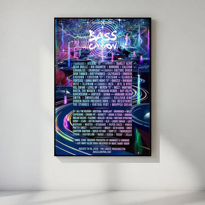 Bass Canyon Festival Poster, EDM Lineup Wall Art, Excision Inspired Concert Print, Dubstep Music Decor, Rave Festival Gift