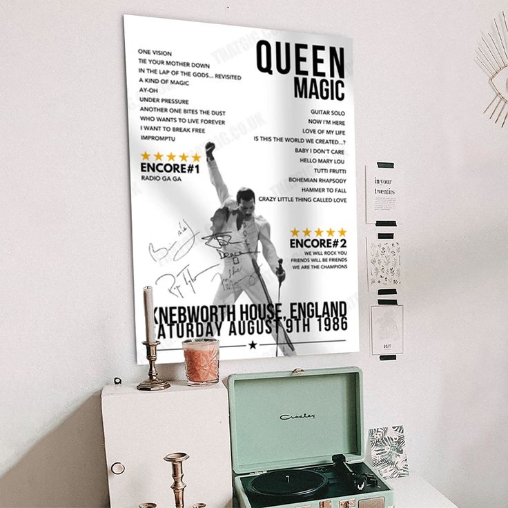 Queen Setlist Poster - Knebworth House, England - August 9th, 1986 Size 24''x36''