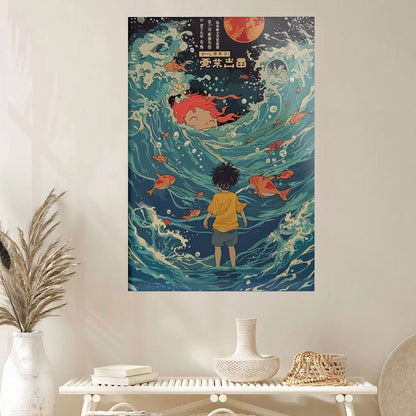 Ponyo Anime Art Print: Japanese Style Poster