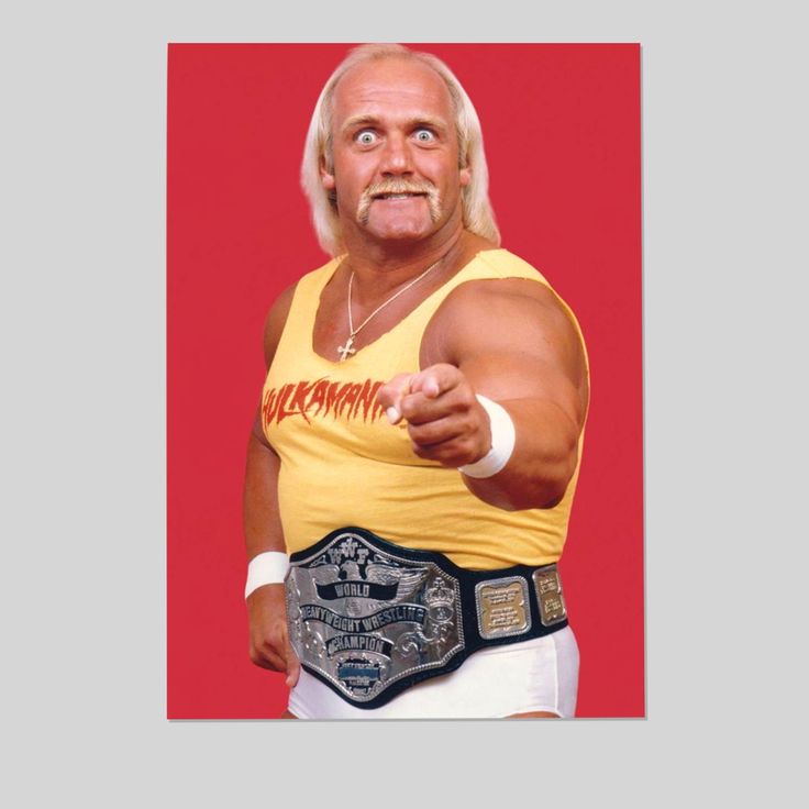Hulk Hogan  championship belt in 1980s in the ring 2025 Size 24''x36''