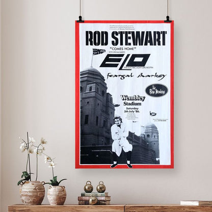 1986 ROD STEWART CONCERT POSTER WALL ART PRINT WEMBLEY STADIUM ELO Size 24''x36''