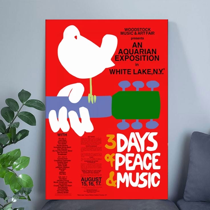 1969 Woodstock Festival Poster Full Size 24''x36''