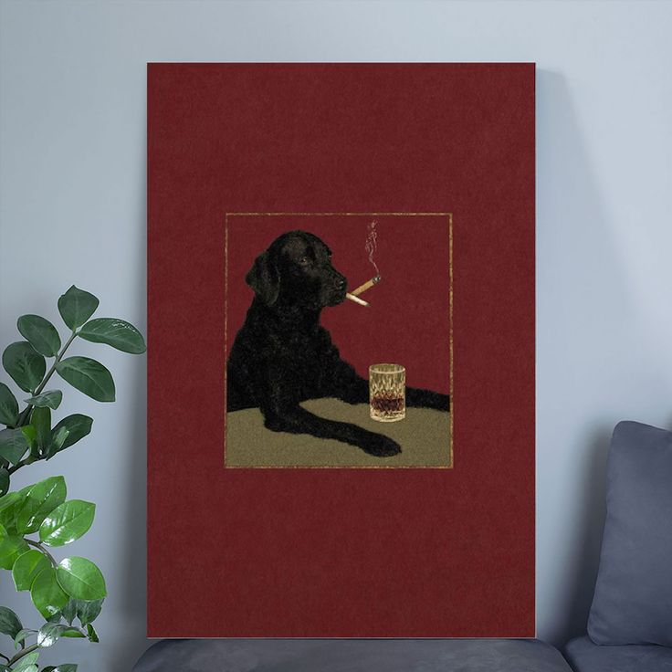 Retro Smoking Dog Poster Full Size 24''x36''