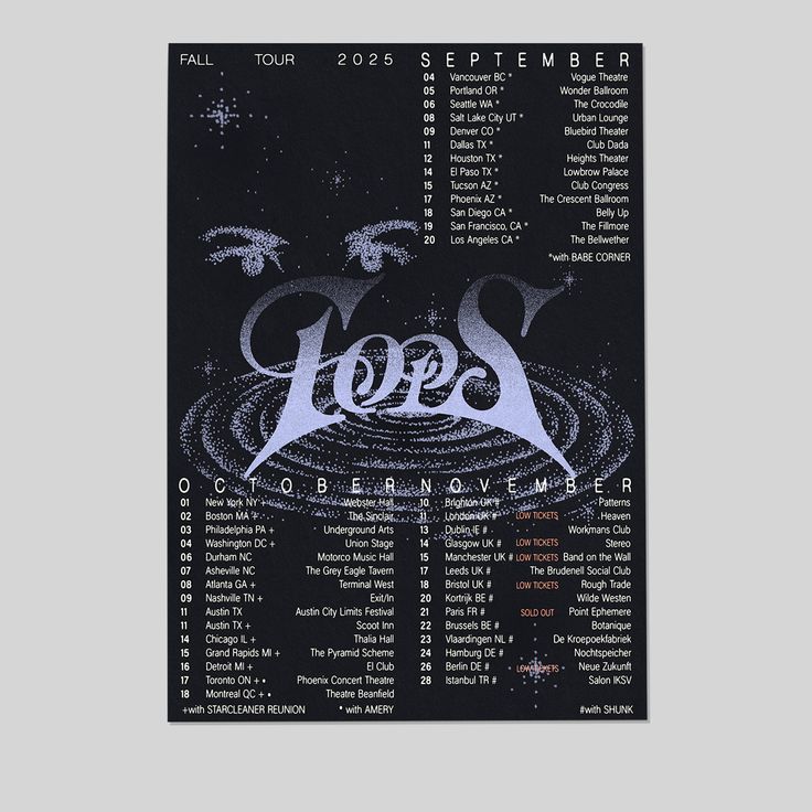 TOPS Band Poster Fall Tour 2025 USA Europe Concert Print Size 24''x36''