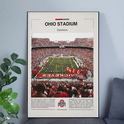 Ohio Stadium Poster, Ohio State Buckeyes Wall Art Poster Size 24''x36''