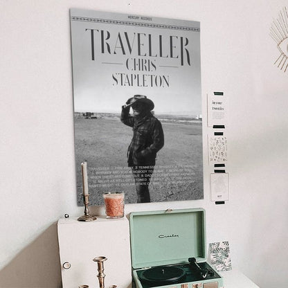 Chris Stapleton Traveller Canvas Poster Wall Retro Style - Size 24''x36''