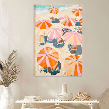 Striped Beach Umbrella Aerial Poster Full Size 24''x36''