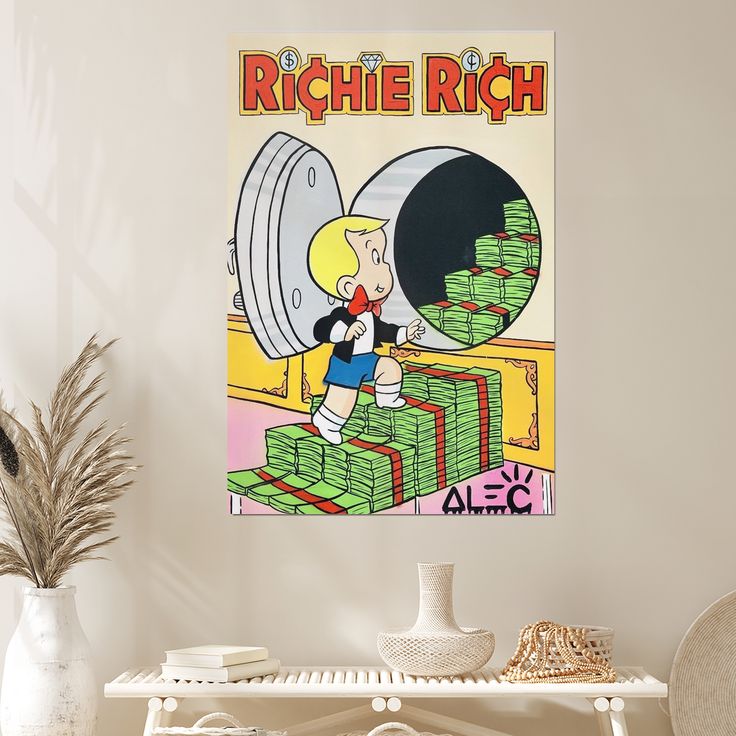 Alec Monopolys Richie Opening Safe with Bills Poster Decorative Painting Living Room Posters Bedroom Painting Size 24''x36''