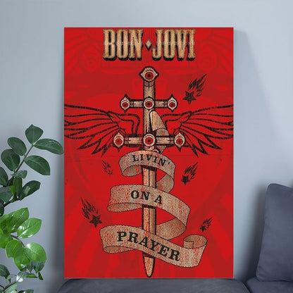 Bon Jovi - Music Poster (Livin' On A Prayer) Size 24''x36''