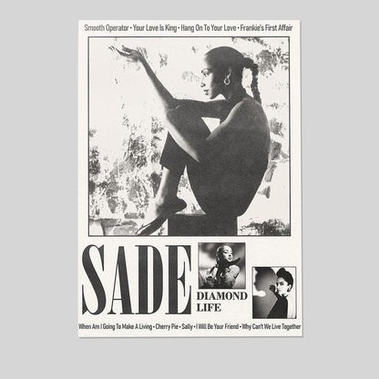 Music Poster -Sade Adu Diamond Life Album - Retro Style - Size 24x36