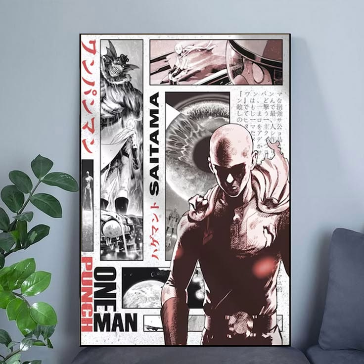 ONE-PUNCH Man Japanese Maga Poster Decor Home Poster Size 24''x36''
