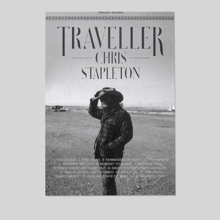 Chris Stapleton Traveller Canvas Poster Wall Retro Style - Size 24''x36''