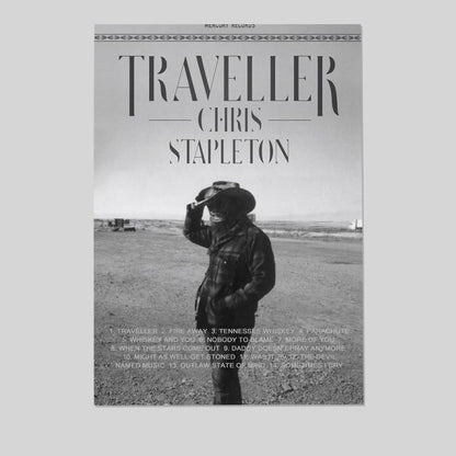 Chris Stapleton Traveller Canvas Poster Wall Retro Style - Size 24''x36''