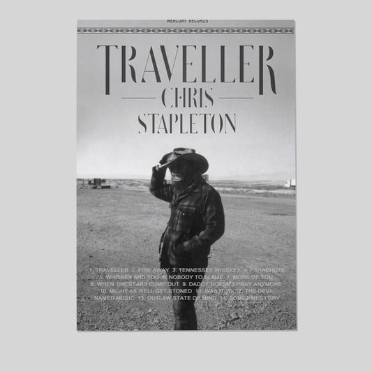 Chris Stapleton Traveller Canvas Poster Wall Retro Style - Size 24''x36''
