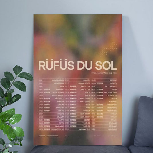 Music Poster RÜFÜS DU SOL 2025 World Tour Poster Retro Style - Size 24''x36''