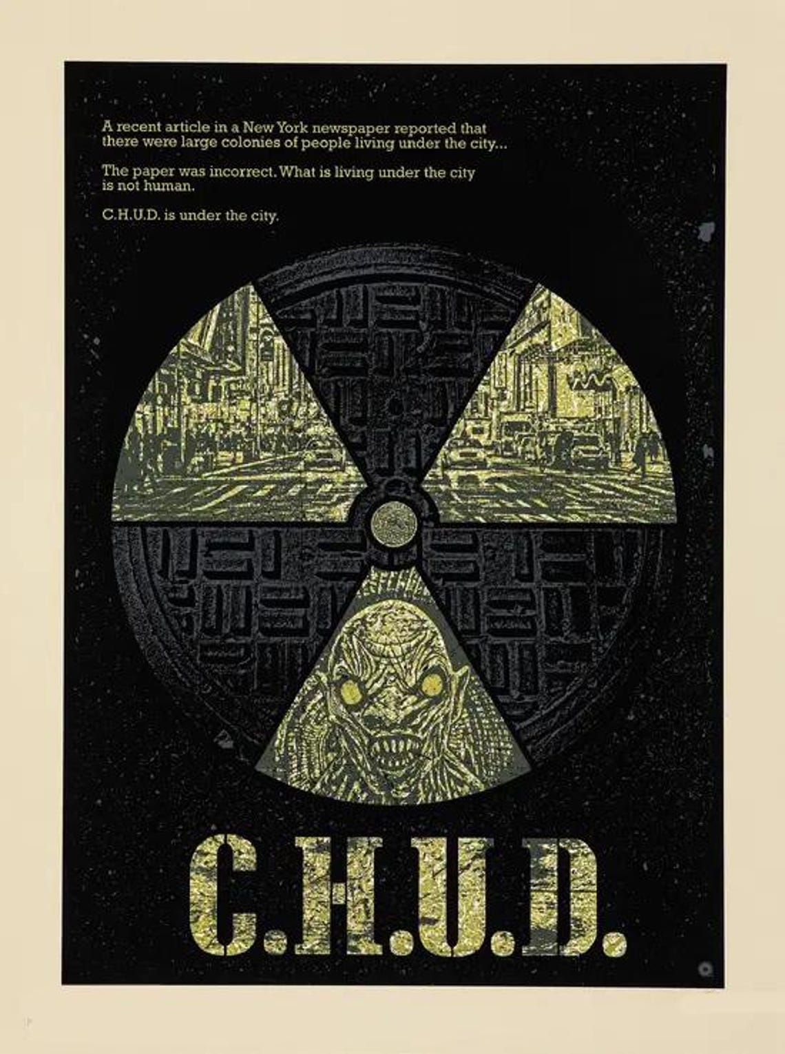 C.H.U.D. Cult Horror Poster, Unframed Size 24''x36''