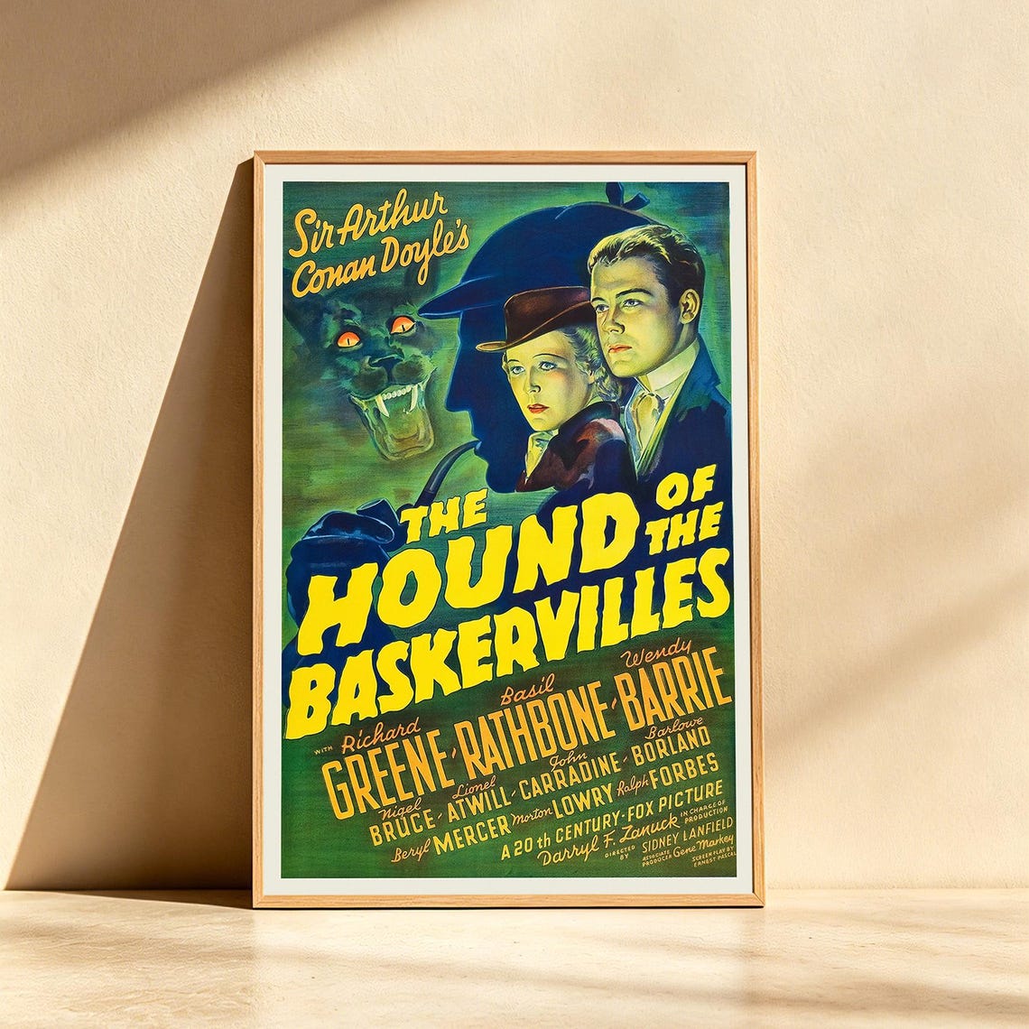 Vintage Sherlock Holmes The Hound Of The Baskervilles Movie Poster V1 Unframed Size 24''x36''