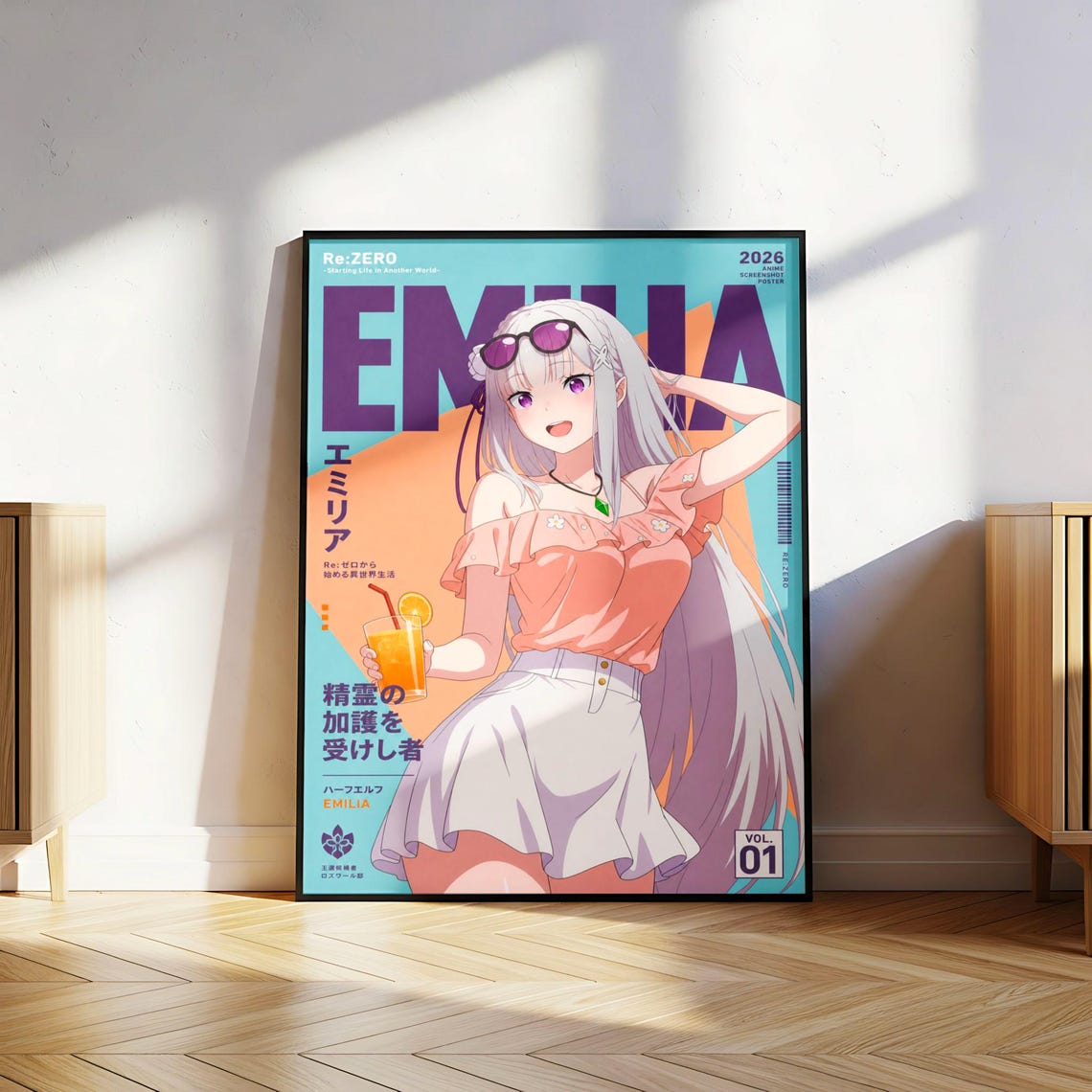 Emilia X Re Zero Anime Poster | Kara Hajimeru Isekai Unframed Size 24''x36''