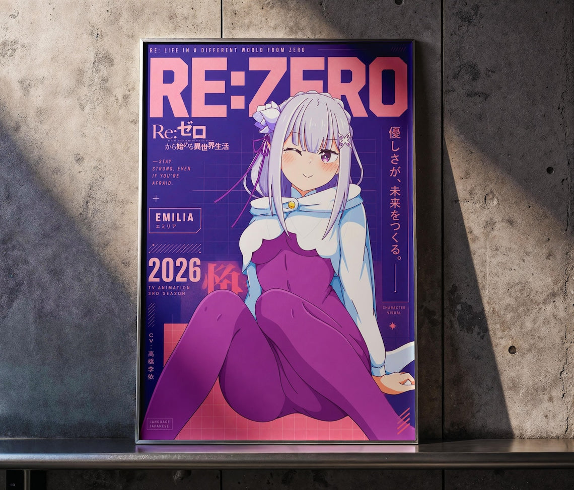 Re Zero Emilia Poster V6 Unframed Size 24''x36''