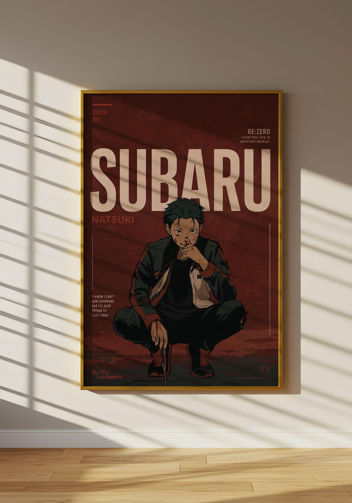 Re Zero Subaru Poster V2 Unframed Size 24''x36''