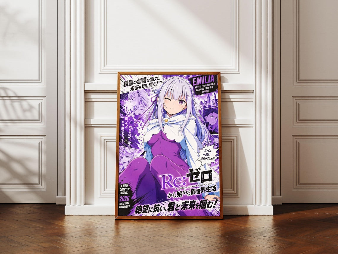 Re Zero Emilia Poster V5 Unframed Size 24''x36''