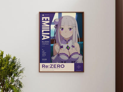 Re Zero Emilia Poster V1 Unframed Size 24''x36''