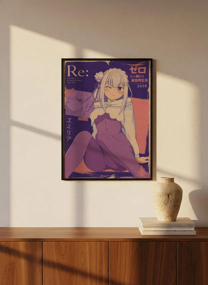 Re Zero Emilia Poster V3 Unframed Size 24''x36''