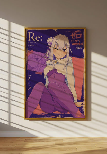 Re Zero Emilia Poster V3 Unframed Size 24''x36''