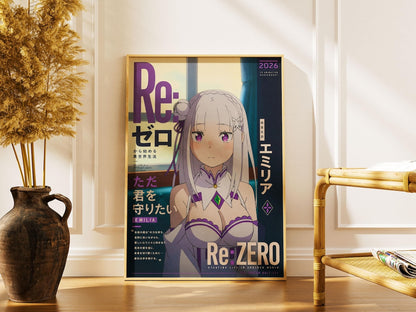 Re Zero Emilia Poster V2 Unframed Size 24''x36''
