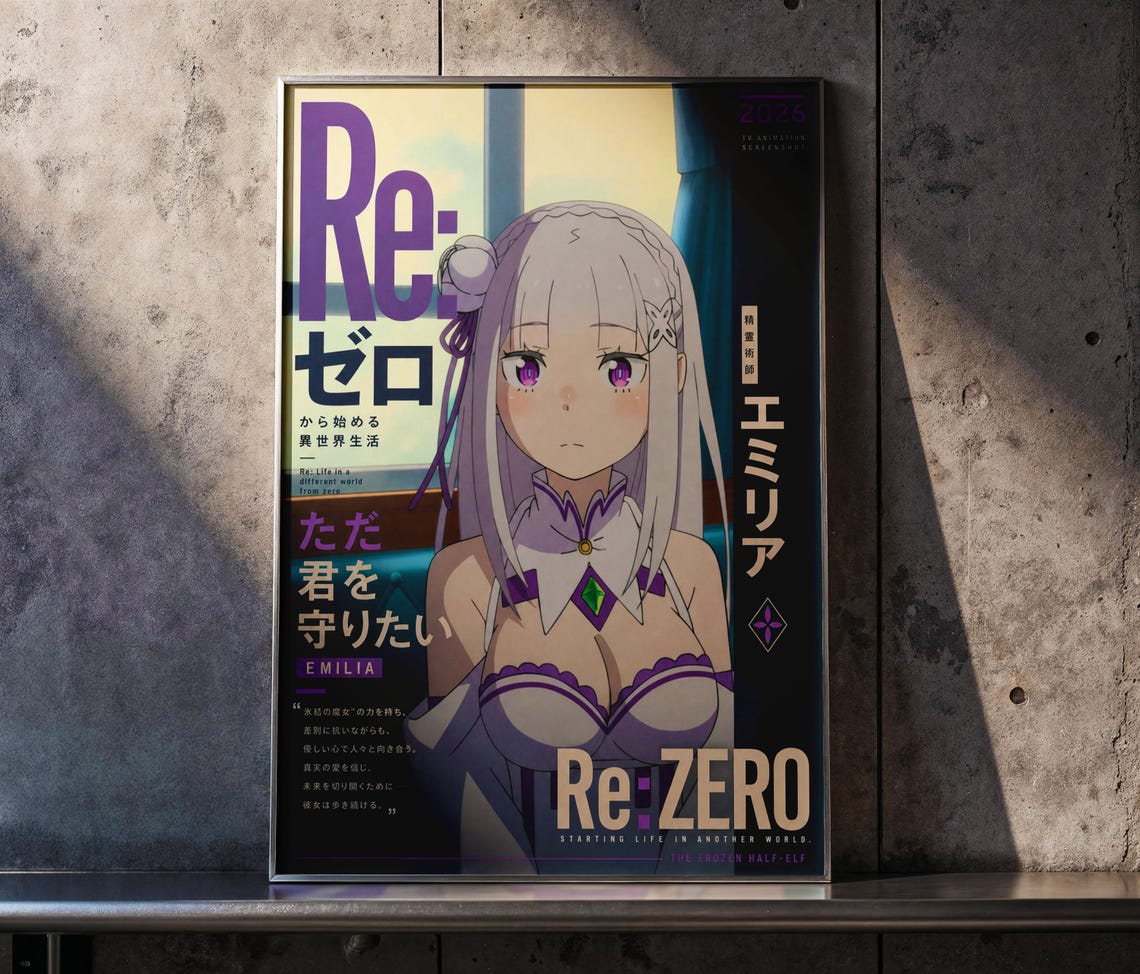 Re Zero Emilia Poster V2 Unframed Size 24''x36''