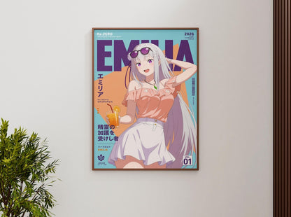 Emilia X Re Zero Anime Poster | Kara Hajimeru Isekai Unframed Size 24''x36''