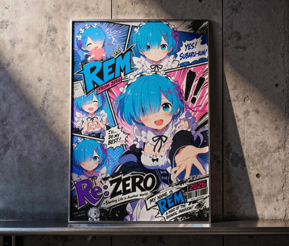 Rem Re Zero Poster Unframed Size 24''x36''