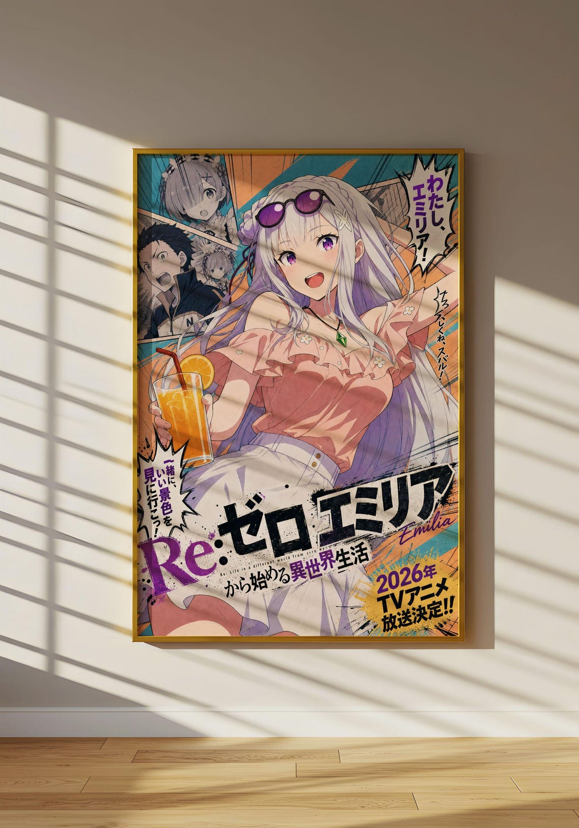 Re Zero Art Emilia Starting Life Poster V3 Unframed Size 24''x36''