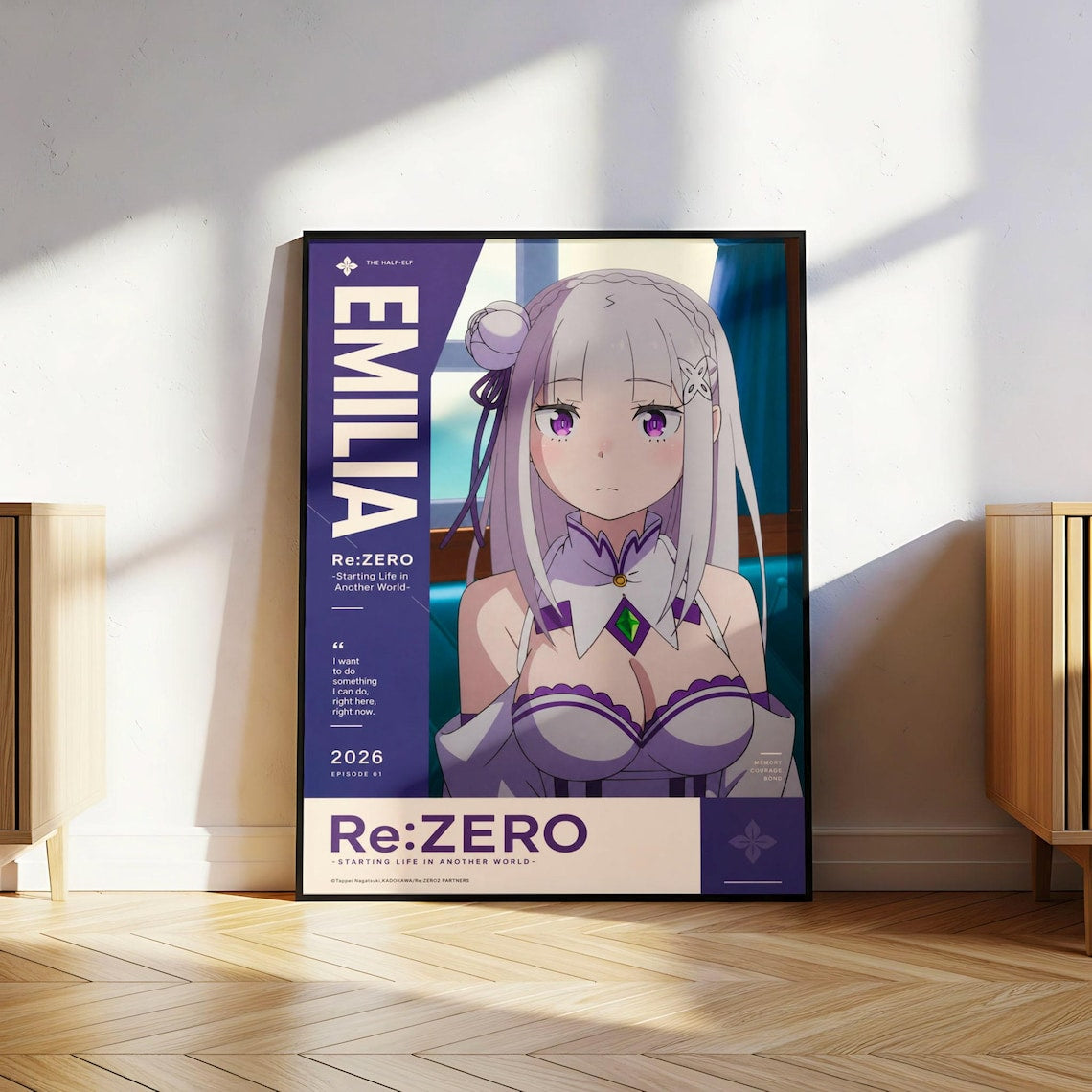 Re Zero Emilia Poster V1 Unframed Size 24''x36''