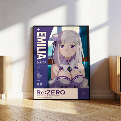 Re Zero Emilia Poster V1 Unframed Size 24''x36''