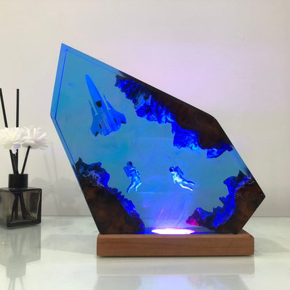 Personalized Astronaut Resin Night Lamp: Starry Sky Spaceship Decor