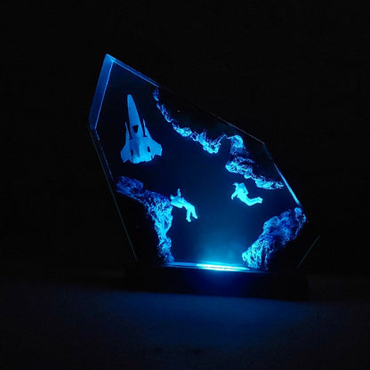Personalized Astronaut Resin Night Lamp: Starry Sky Spaceship Decor