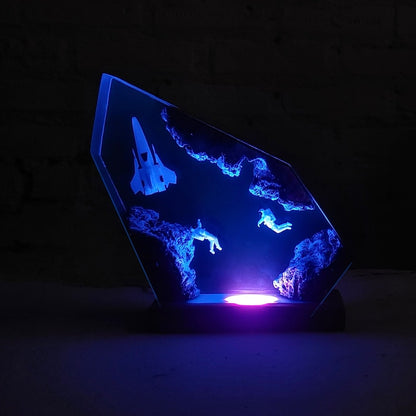 Personalized Astronaut Resin Night Lamp: Starry Sky Spaceship Decor