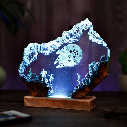 Astronaut & Alien Resin Lamp: Galaxy Night Light, Space Theme