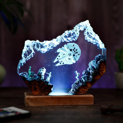 Astronaut & Alien Resin Lamp: Galaxy Night Light, Space Theme