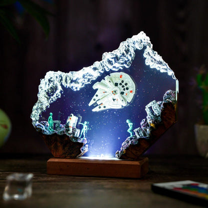Astronaut & Alien Resin Lamp: Galaxy Night Light, Space Theme