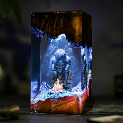 Fantasy Knight Diorama Lamp, Dark Spirits, Onion Armor Resin Night Light